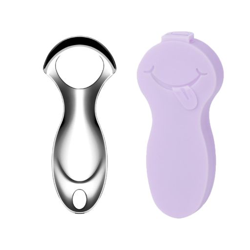 AioBos舌スクレーパー舌ブラシステンレス鋼コンパクト舌クリーナー収納ボックス付き携帯用舌ブラシ口臭..