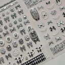 DUOLEIMIネイルシール花2枚ネイルステッカーリボンローズ3D立体感パールDIYネイルデカールネイルアートシール貼るだけネイルアクセサリー(B)