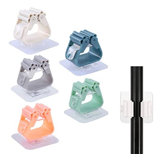 ZHEJIAモップホルダー(5個セット)ほうきモップホルダーモップクリップ壁掛け掃除道具収納強力粘着穴あけ不要多機能浴室トイレキッチン用モップハンガー