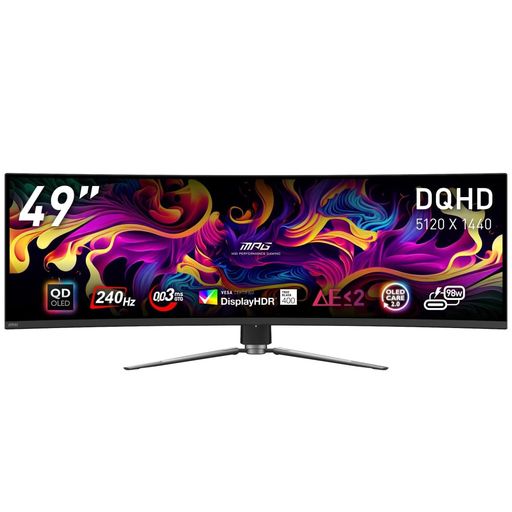MSI QD-OLED ゲーミングモニター MPG 491CQPX QD-OLED 49インチ/湾曲/DQHD/QD-OLEDパネル/240Hz/0.03ms(GTG)/ハードウェアブルーライトカット/DisplayHDR True Black