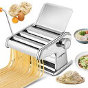 Hanchenパスタマシン手動2-3mm/4-5mm/8-9mm3種類太さ6段階厚み調整製麺機洗浄しやすい操作簡単ヌードルメーカー麺作り餃子皮/ワンタン皮/そば...