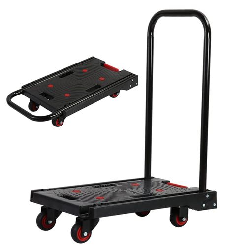 Uholan折りたたみ台車式カート(60*39CM)コンパクト軽量耐荷重150kg家族旅行荷物の運搬平台車ブラック黒