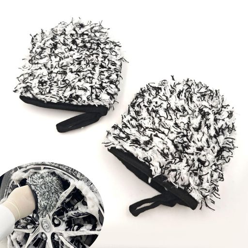 KKLMホイールミットウォッシュミットマイクロミットマイクロファイバー洗車グローブ2枚組ホイール/ボデ..