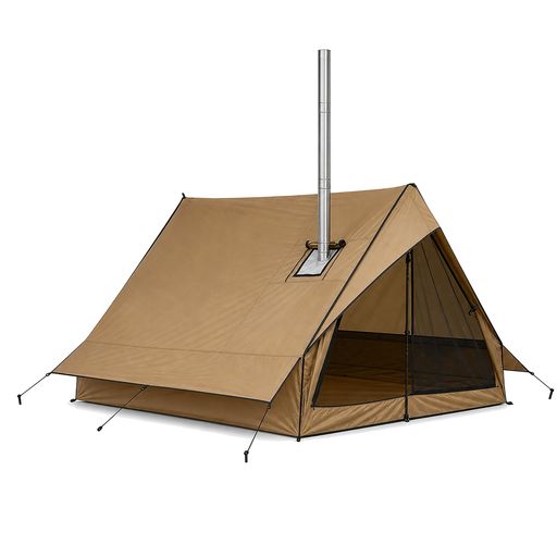FIELDSPARK ロッジ型テント 1人 2人対応 70D生地 煙突ポート B3メッシュ カーキ