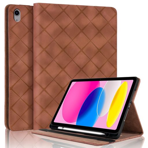 TORSKE 対応 IPAD 11世代 ケース A16 2025モデル あいぱっど10世代 ケース 10.9インチ 2022モデル ダイヤモンドチェックの型押し 無地 IPADカバー 第10世代 / 第11世代 用 内蔵ペントレイ ソフトなフィ…