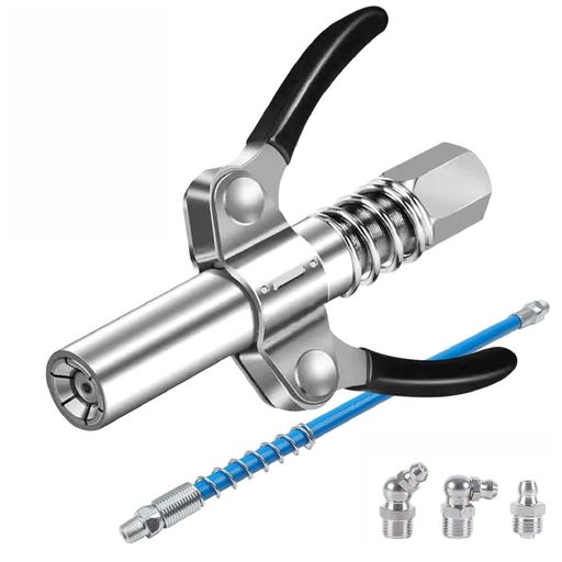 SensaBlissグリスガンカプラー高圧ロック式クランプグリスガンノズルステンレス製ダブルシャンクグリス..
