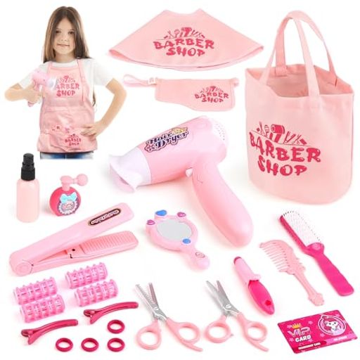 メイクセットおもちゃ女の子理髪はさみとスタイリストアクセサリーけヘアサロンおもちゃ3456歳女の子プ..