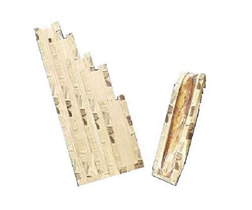 サイズ:幅x高さ(ベロ含む)x高さ(有効)xマチ(mm):115x493x475x70 材質:紙製(未晒) 窓部はOPEN フランスパン袋 商品重量:1.1kg