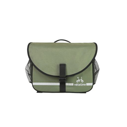 veloline(ベロライン) ヘッドチューブマウントバッグ カーキ 自転車のフロントに取り付け可能 大容量14L バッグ前面にリフレクターベルト採用 着脱ラクラク ショルダーバッグとして持ち運…