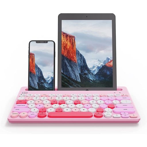 ワイヤレスキーボード 2.4G タブレットキーボード ipadキーボード bluetooth 2つのモード 3台のデバイスを接続 携帯電話に タブレット ラップトップ Android/Windows/iOS対応 (ピンク)