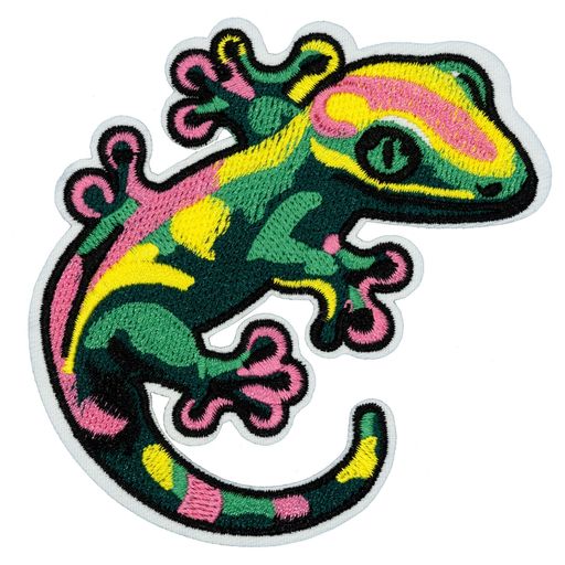 Wikineonクールなカラフルなトカゲのパッチワッペンアイロン&縫い付け両用|おしゃれで大人向けデザイン|ジャケット・パーカー・ジーンズ用刺繍パッチ