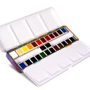PaulRubens水彩絵の具セット、24色ソリッド水彩絵の具、簡単にブレンドして拡散できる水彩パレット、コンパクトでポータブルな旅行用水彩セット初心者やプロに...