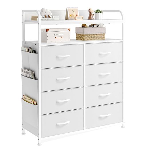 REAHOME2段棚収納チェスト側面収納ポケットタンス洋服衣類収納箪笥おしゃれ収納棚布製引き出し整理タンスキャビネットリビングハイチェスト脱衣所洗面所(ホワイト) REAHOME2段棚収納チェスト側面収納ポケットタンス洋服衣類収納箪笥おしゃれ収納棚布製引き出し整理タンスキャビネットリビングハイチェスト脱衣所洗面所(ホワイト)