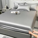 CLEKODボックスシーツセミダブル冷感夏用サテンツルツルシルクみたい光沢ベッドカバーマットレスカバーベッドシーツ素肌にやさしい洗える高密度生地おしゃれ北欧夏グレー(セミダブル·…(3)