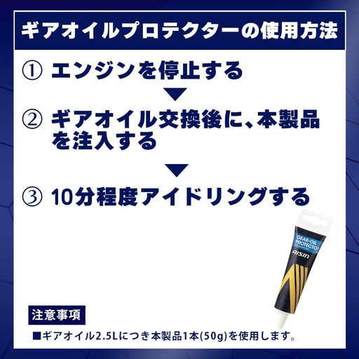 世界のトヨタグループ、安心・安全のアイシンブランド ギアオイル用添加剤 四輪自動車専用 使用箇所:ギアオイル