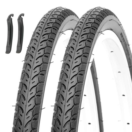 【700x35C・37-622対応】700x35C(ETRTO:37-622)のロードバイク・クロスバイク用クリンチャータイヤ。前後輪に使用でき、1本・2本・2組から用途に合わせてセット内容を選択できます。交換用タイヤとして、日常の通勤・通学やサイクリングに対応します。 【35TPIケーシング・耐摩耗設計】35TPIのケーシングを採用した自転車用タイヤ。日常走行での使用を想定した耐摩耗設計で、通勤・通学から街乗りまで幅広いシーンに対応します。 【スムーズな転がり・低転がり抵抗】滑らかなトレッド形状により、路面との接地を考慮したスムーズな転がりを実現。舗装路での走行やサイクリングに適したトレッドパターンです。 【排水性を考慮したトレッド】トレッドの溝が路面の水を逃がす設計。雨天や濡れた路面での走行を考慮し、日常の街乗りや通勤・通学にも使いやすい仕様です。 【折りたたみ式・持ち運び対応】カーボンスチールビードを採用した折りたたみ式タイヤ。コンパクトに収納でき、交換用タイヤの保管や持ち運びにも便利です。適正空気圧:50~75PSI。