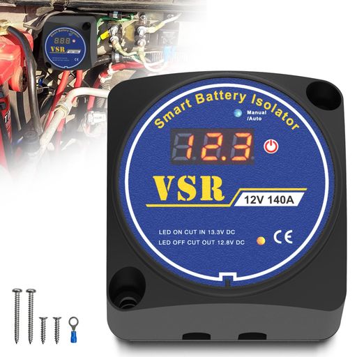 デュアルバッテリーアイソレーター12V140Amp手動および自動モードRVと互換性のある電圧に敏感なリレーV..