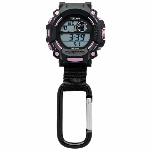 CREPHA(クレファー)キーホルダー時計カラビナウォッチデジタル防水アウトドア登山釣り見やすいかばんリュック用ピンクAZ-CB-D140-PK