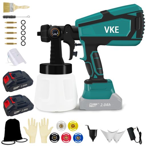 VKE28pcs電動スプレーガンコードレススプレーガン1500mAhバッテリー2枚付属18V-21Vバッテリー対応5つの..