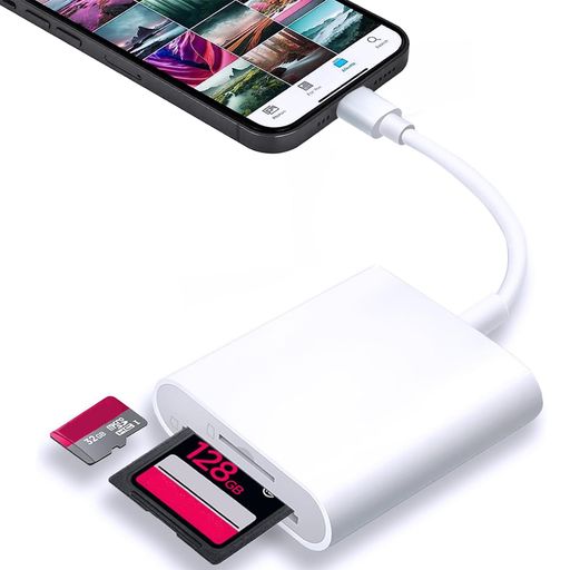 I-PHONE SDカードリーダー カードリーダー 【新デザイン版です】2IN1 SDカードリーダー カードリーダー 設定不要 双方向高速データ転送 SD TFカード/写真/ビデオ/動画/WORD/EXCLE/PPT/PDF 読み込み 変換アダプター