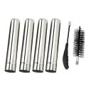KOMCLUB延長煙突薪ストーブ専用アクセサリー32CMステンレス煙突パイプ別売りオプションパーツ延長煙突4本セット軽量コンパクトパイプキャンプ用品暖炉パーツ炉管清掃用ブラシ付きキャン…
