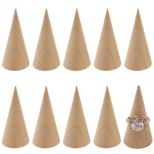 CHANGJIQリングスタンド10個セット円錐リングホルダー指輪スタンド指輪置き展示保管ジュエリースタンド木製空洞なし収納ラック飾り物ディスプレイDIY手芸品