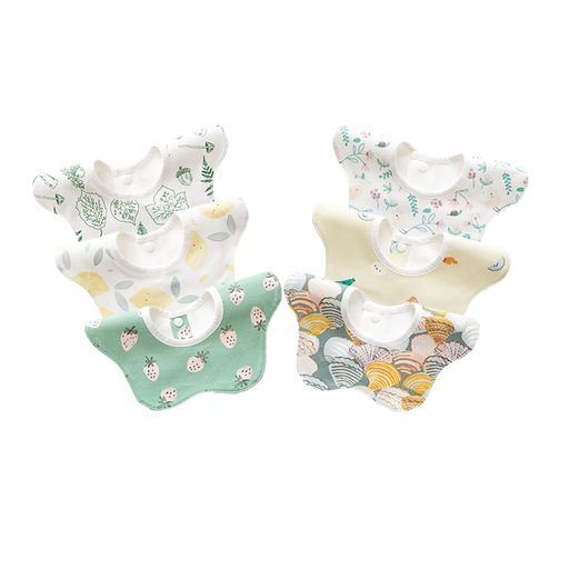 [Elf-feer]ベビービブスタイ360防水よだれかけ6枚セット赤ちゃんエプロン食事用花びら型おしゃれプレゼント(カラー4)