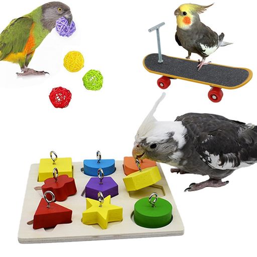 セキセイインコおもちゃインコおもちゃインコおも3種類訓練玩具ペット用おもちゃボール(ランダムな色)..