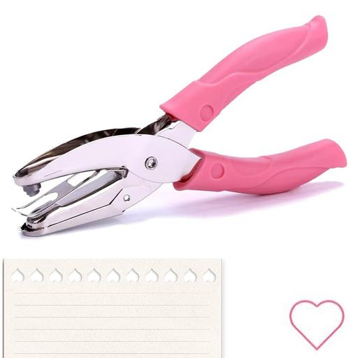 穴あけパンチクラフトパンチペーパーパンチハートピアス台紙用事務用品文房具文具手芸用品ハンドメイド子供のノート整理デザイン5.5mm小さい全長16cmピンク