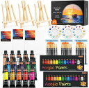 ShuttleArtアクリル絵の具69点セット15色絵の具セット木製イーゼルキャンバスボード筆パレット速乾耐水耐久伸びがいいイラスト塗り絵クラフト画材DIY手作...