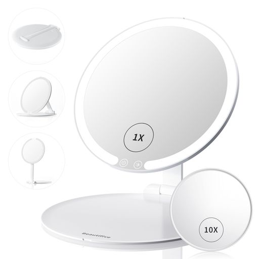BEAUTIFIVE LED 化粧鏡 女優ミラー 卓上ミラー 折り畳み式 ライト付きミラー 10倍拡大ポケットミラー付き HDミラー どこでも持ち運び USB充電1週間利用可能 側面ガイドライトテクノロジー採用 4段階明るさ調整 3モード利用 BEAUTIFIVE LED 化粧鏡 女優ミラー 卓上ミラー 折り畳み式 ライト付きミラー 10倍拡大ポケットミラー付き HDミラー どこでも持ち運び USB充電1週間利用可能 側面ガイドライトテクノロジー採用 4段階明るさ調整 3モード利用