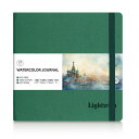 LIGHTWISH正方形水彩日記帳綿100%細目水彩紙スケッチブック190x190mm20枚(300gsm)無酸性水彩絵の具、グワッシュ、アクリル用画用紙