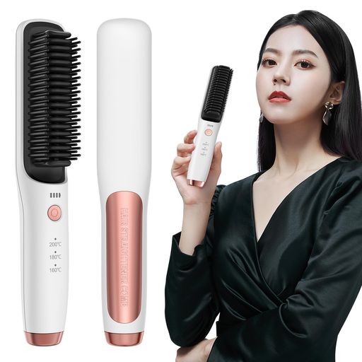 ストレートブラシヒートブラシヘアアイロンブラシヘアアイロンコードレスストレートカールUSB充電式160~200°C3段階レベル調整軽量火傷防止静電気防止持ち運びストレート&カール両用前髪… ストレートブラシヒートブラシヘアアイロンブラシヘアアイロンコードレスストレートカールUSB充電式160~200°C3段階レベル調整軽量火傷防止静電気防止持ち運びストレート&カール両用前髪…