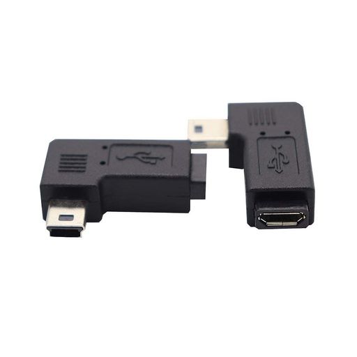 ViViSun【2個セット】Mini usb to micro usb変換アダプタ Mini(オス) to micro(メス)アダプタ 90°L型 (左L)