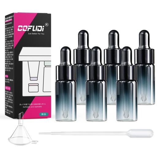 スポイトボトル 10ML 6本 遮光瓶 ガラス製スポイト瓶 アロマ保存容器 アロマ瓶 精油瓶 香水やアロマの保存 小分け用 詰め替え香水容器 (ブラック蓋)