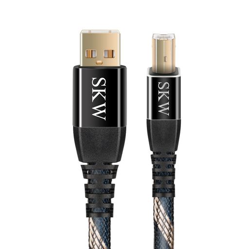 SKWケーブルは、業界で最高のサービスで知られています。 デュアルシールド、単結晶銅と耐腐食性の金メッキコネクタにより、外部干渉の影響を受けにくくなっています。 SKW USB 2.0 Aオス-Bオスケーブルは、スキャナー、プリンター、サーバー、ハードドライブ、カメラ、ピアノ、その他のUSB Bデバイスをノートパソコン、コンピュータ(Mac/PC)またはその他のUSB対応デバイスに接続してデータ転送できます。 この高速SKWケーブルは24K金メッキで、標準的なタイプA USBコネクターとタイプBコネクターが付いています。 余分なシールドで数年使用した後に、ワイヤーが壊れる心配はもうありません。 お届けする前に、各オーディオケーブルを厳密にテストしています。 SKW高速マルチシールドUSB 2.0 Aオス-Bオスケーブル。