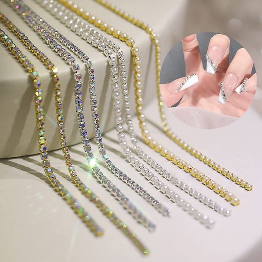 9種類ネイルチェーン270cmゴールドネイルデコパーツネイルストーンラインストーンチェーンシルバー銀細..