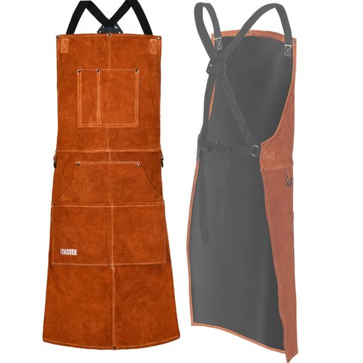 High quality leather welding apron: Heat resistant and fireproof heavy duty cowhide leather welding apron. Extra-long (24 inches wide x 36 inches high) full-coverage apron can give you all-round, full-coverage protection against flames and splashes, allowing you to reduce potential hazards.