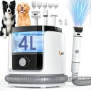 RYWELLペット用バリカンセット4L犬用バリカン付きグルーミングキット、13000PA犬用掃除機、低騒音ペットグルーミング掃除機、犬猫用グルーミングツール7本...