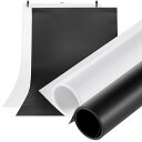 Meking撮影用PVCマット&ミラー反射面両面対応背景布バックペーパー60cmx130cmホワイト&ブラック2色セット写真撮影用