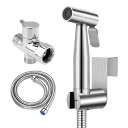 トイレ掃除用ノズルセットシャワーヘッド便器洗浄高水圧洗浄セット分岐水栓付きステンレス巻ホース掃除節水水流調整ハンドヘルドシャワートイレ用浴室用屋外用多機能1.5...