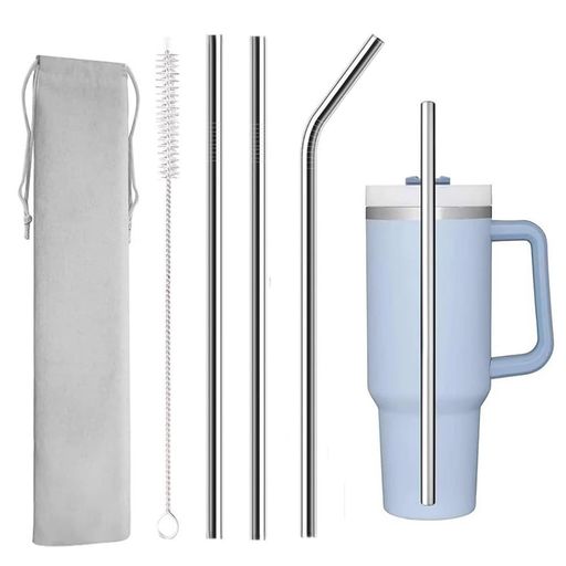 YBGGJOステンレスストロー長さ300mm3本ストロー+1本クリーンブラシ再利用可能な金属ミルクセーキ飲料ジ..