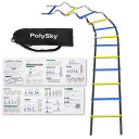 【国内保証】トレーニングラダーPolySkyラダートレーニング野球サッカー3m4m6m9m10m収納袋付きスピードラダー瞬発力敏捷性アップフットサルテニス練習(黄+ブルー4.00)