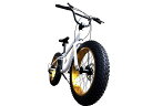 Eizer(アイゼル)【ファットバイク】迫力の極太ファットバイクWディスクブレーキNEWゴールデンアルミホイール3D立体フレームShimno7Speed20インチ20x4.0/4FATBIKESNOWBIKEF120ホワイト