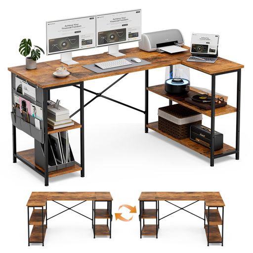 FryLRパソコンデスクL字机幅150cmパソコンラックおしゃれテーブルゲーミングデスクモニターアームをつ..