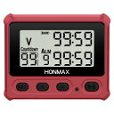 HONMAXデジタルインターバルタイマーストップウォッチバックライト付きUSB-C充電式時計レッド