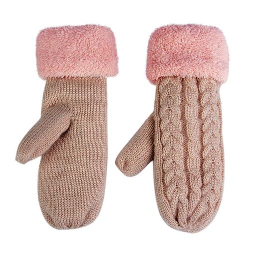 [N.A.]Euyqsレディース厚手のニット手袋モヘアフランジングミトン(パープル)