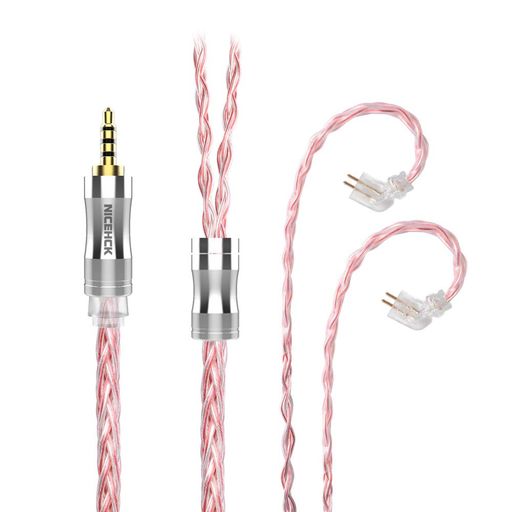 NICEHCKC8s-28芯イヤホンオーディオケーブル高純度銀メッキ銅OFC2.5mmNX72Pinプラグ金属製コネクタ着脱式柔らかいアップグレードケーブル4極柔らかい1.2mDIYイヤホンのアクセサリ耳掛け式
