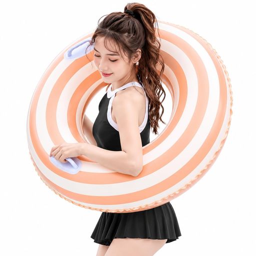 【かわいい浮き輪】可愛いストライプ柄柄の浮き輪、透明なデザインのOタイプ浮き輪を登場!色鮮やかなデザインが無視できないほど目立つ存在です。そして、安心の取っ手付き、子供でも安心に使用できます。 【優れた材質】丈夫で破れにくいPVCで作られます。縫い目は厚手で密封し、仕立てがよいです。ご注意:ポリ塩化ビニル製品なので、少し匂いがあります。風通しのよい場所に1~2日置いておけば、匂いが消えてしまうのです。または、お水洗いください。 【適用対象】 90サイズ浮き輪の内径は約35 cm、外径75cmで、75kgまで載れます!15歳以上おすすめです。100サイズ浮き輪の内径は約38 cm、外径80cmで、80kgまで載れます!大人おすすめです。O型タイプで、穴の部分に身体を入れたり、上から乗ったりして使用します。 【ワンプッシュ充気】空気を入れる浮き輪なので、空気入れや排気が簡単できます。エアポンプ不要、ワンプッシュで空気入れができます。また、邪魔にならず、省スペースに収納できます。長時間使用しない場合、必ず乾して保管してください。 【人気の浮き輪】夏にぴったりした浮き輪です。水遊び、休み、撮影にもいい選択肢です。