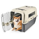ペットキャリーペット航空ケース、中大型犬用ハードクレートペットキャリーケースキャスター付き取っ手付き、航空輸送対応ドッグケージ、通気性換気さびない組立簡単洗えるドキャン…